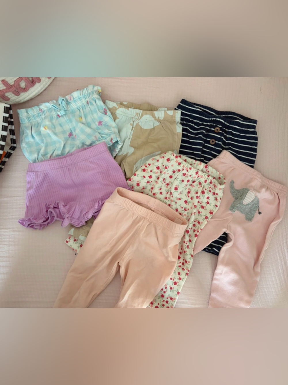 Girls Assorted Pastel Shorts & Leggings Set - Pink, Lavender, Blue